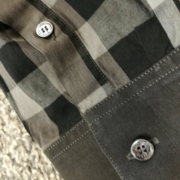 Burberry London Shirt Nova Check Plaid LS Button Up Gray Mens Small Tailored Fit - Picture 9 of 13